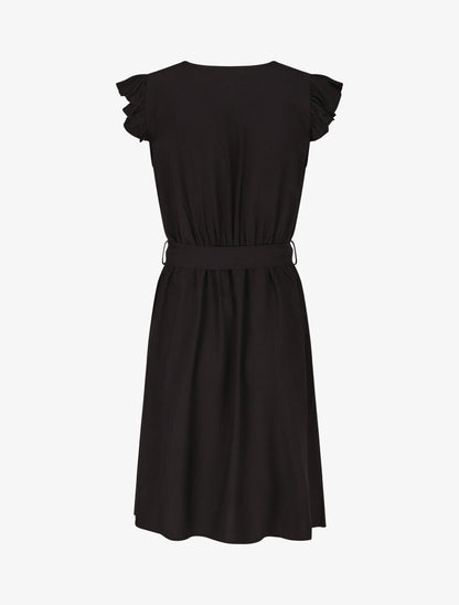 Robe mi-longue unie - Noir - 2