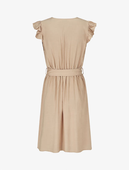 Robe mi-longue unie - Beige - 2