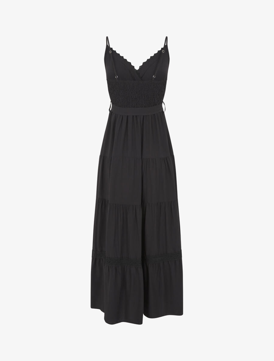 Robe longue unie élastiquée - Noir - 2