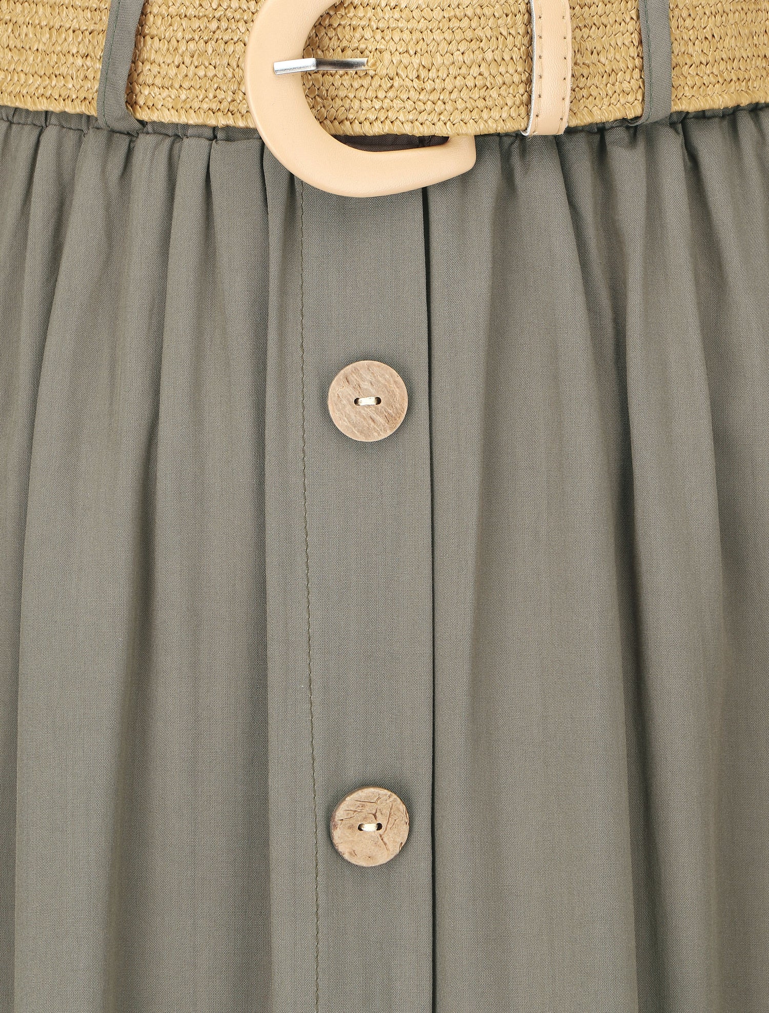 Jupe longue à boutons décoratifs - Kaki - 3