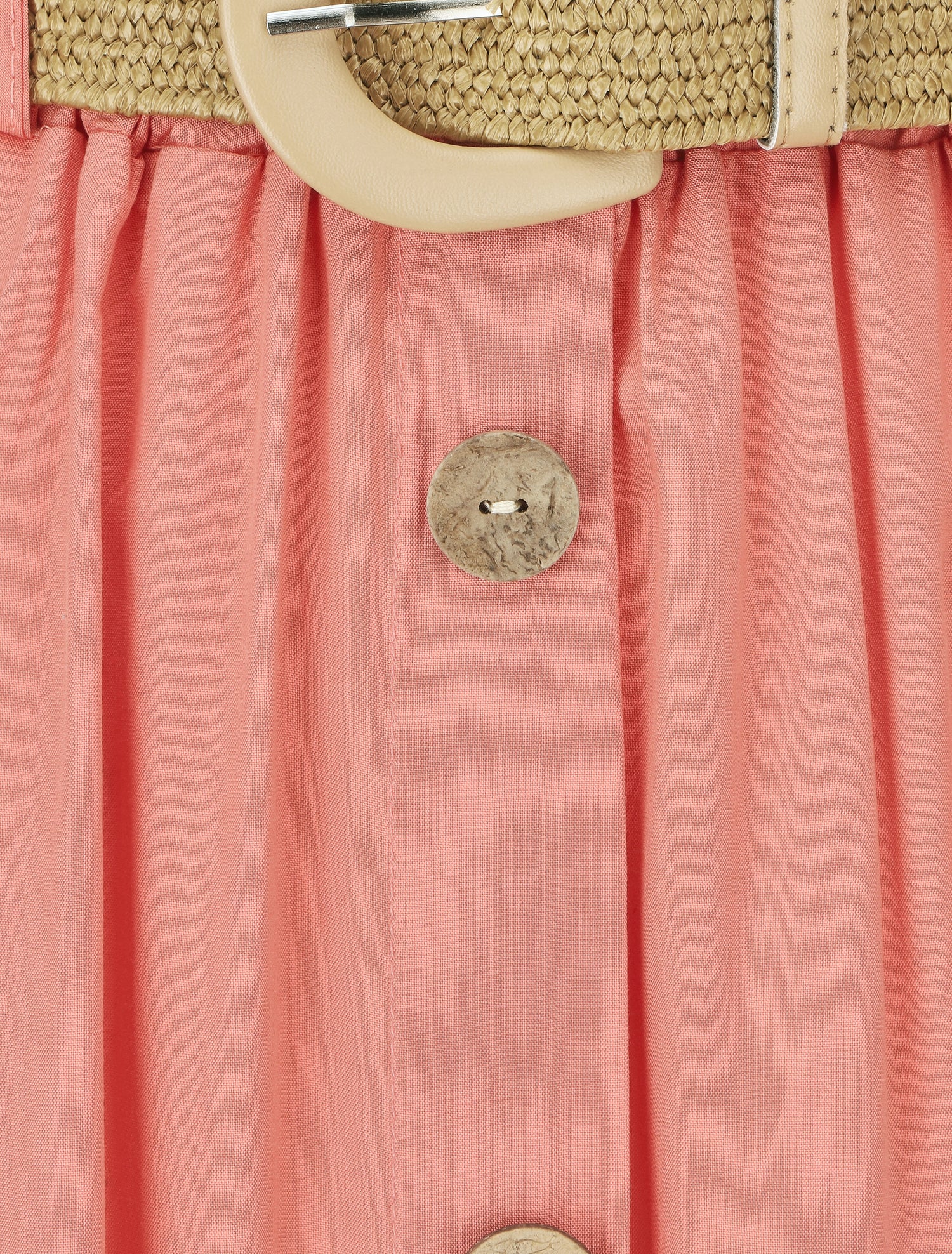 Jupe longue à boutons décoratifs - Corail - 3