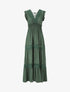 Robe longue unie ajourée - Vert sapin - 1
