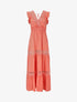 Robe longue unie ajourée - Corail - 1