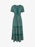 Robe longue évasée à empiècements en dentelle ajourée - Vert foncé - 4