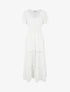 Robe longue évasée à empiècements en dentelle ajourée - Blanc - 4