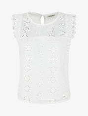 Top droit sans manches en broderie anglaise - Blanc - 1
