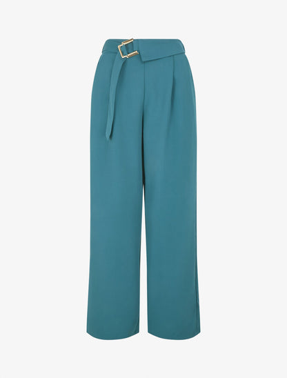 Pantalon ample à double boucles dorées - Bleu canard - 1