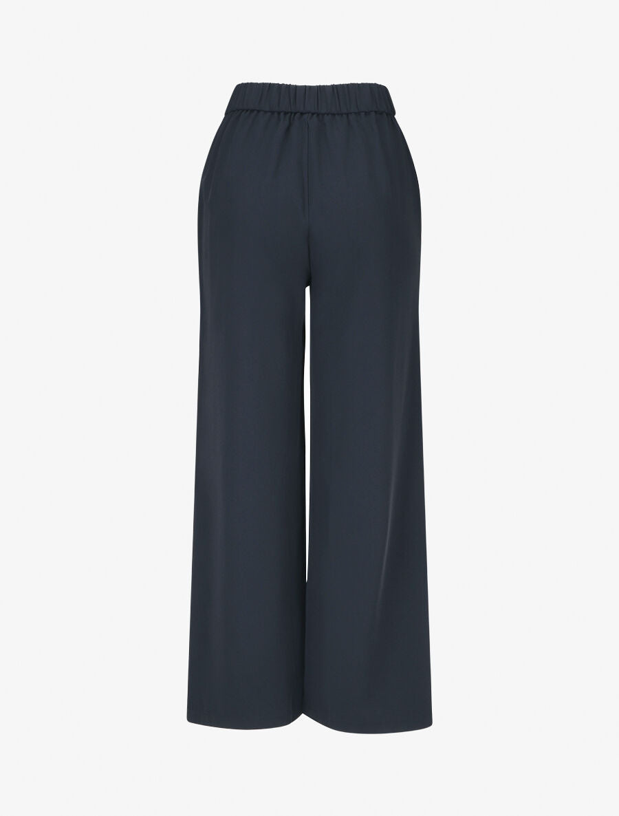 Pantalon ample taille haute à boucle - Marine - 2