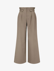 Pantalon ample uni à taille haute - Taupe - 1