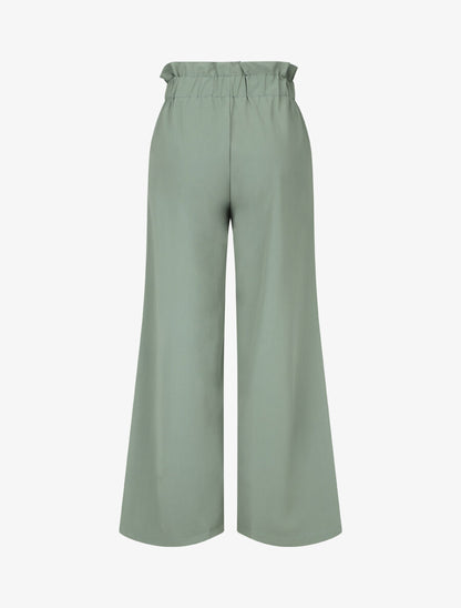 Pantalon ample uni à taille haute - Vert gris - 2