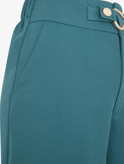 Pantalon ample à fermeture stylisée - Bleu canard - 3