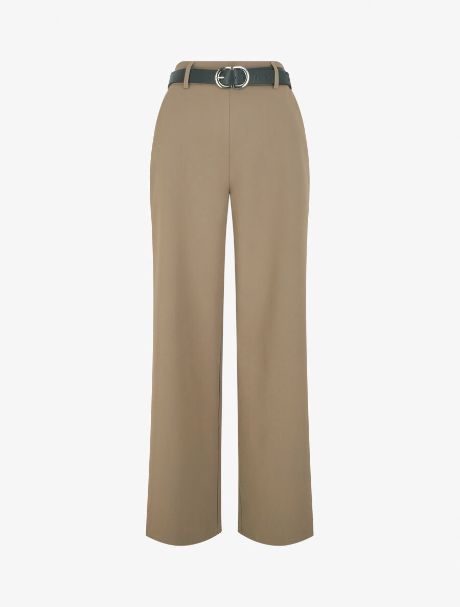 Pantalon ample à taille élastiquée - Taupe - 1