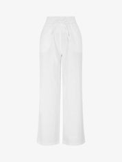 Pantalon uni élastiqué effet lin - Blanc - 5