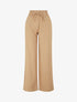 Pantalon uni élastiqué effet lin - Camel - 4