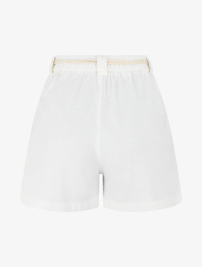 Short élastiqué effet lin - Blanc - 2
