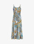 Robe longue motif patchwork à fines bretelles - Kaki - 1
