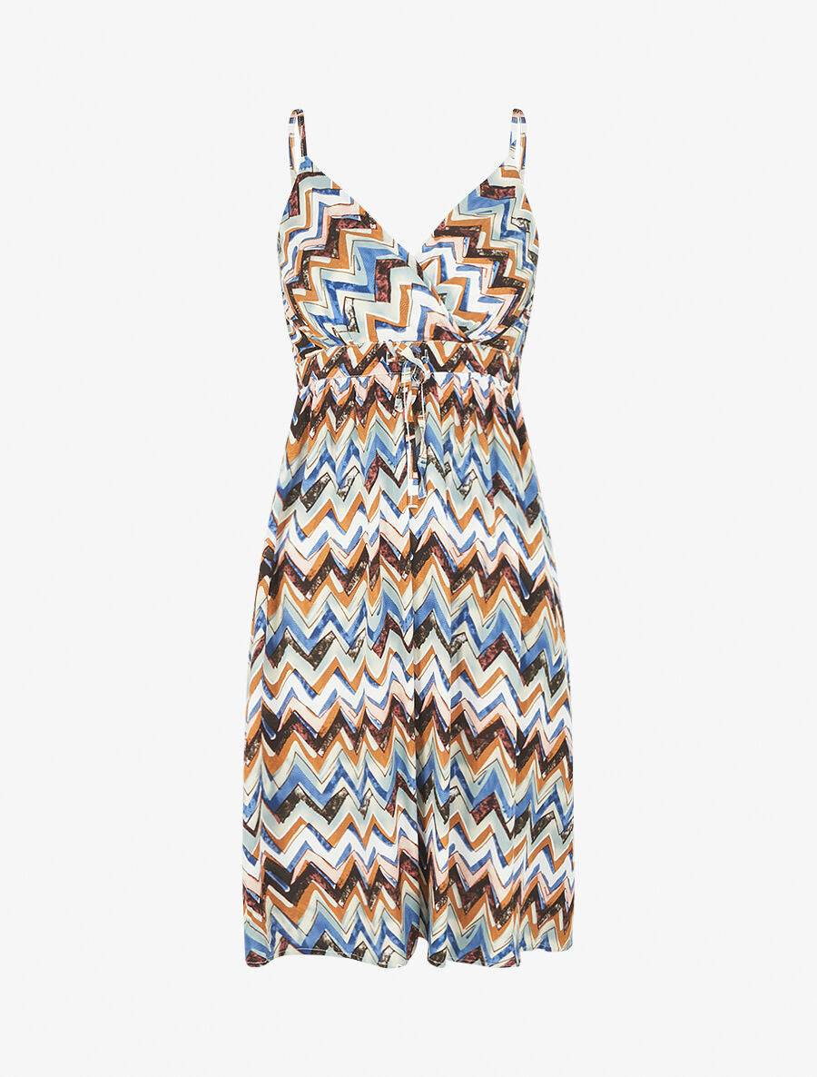 Robe courte à imprimé zig-zag - Noir - 1