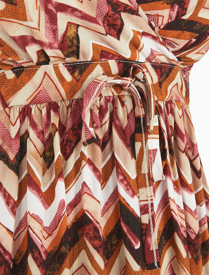 Robe courte à imprimé zig-zag - Marron - 3