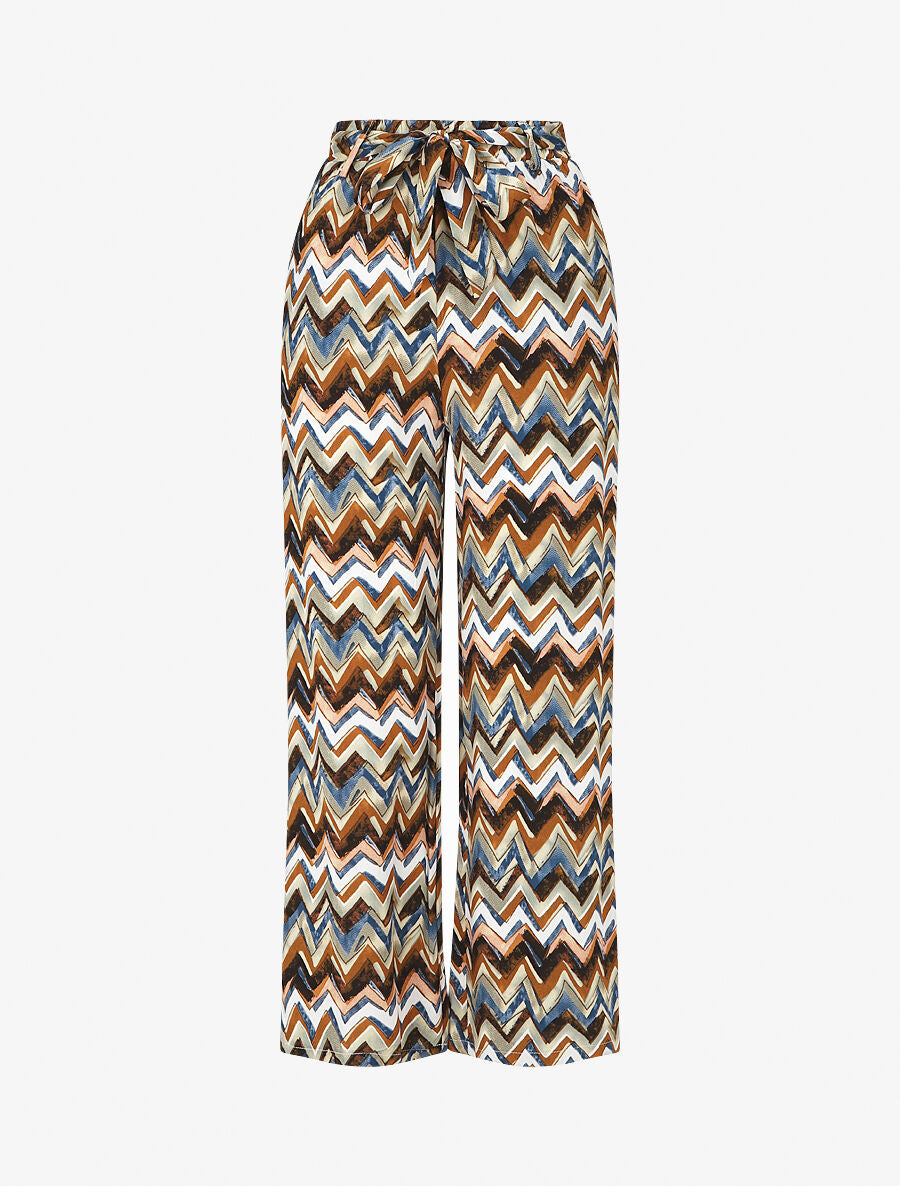 Pantalon fluide à imprimé zigzag - Noir - 4