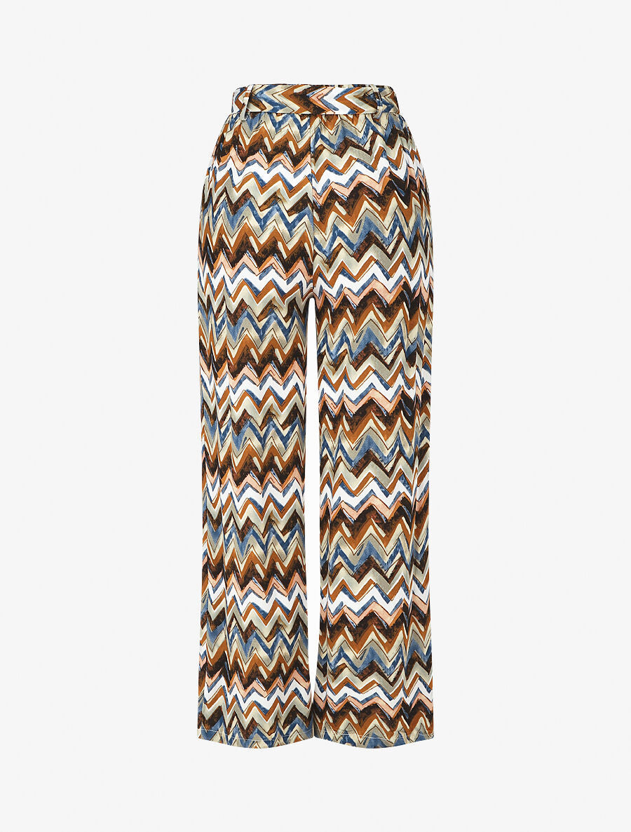 Pantalon fluide à imprimé zigzag - Noir - 2
