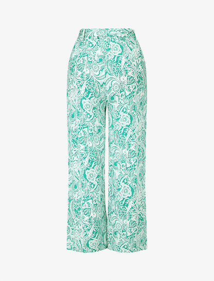 Pantalon fluide à imprimé feuillage - Vert - 2