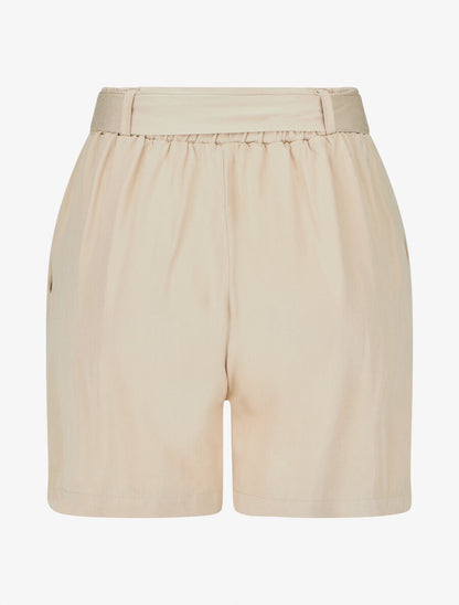 Short fluide uni et ceinturé - Beige - 2