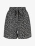 Short fluide imprimé fleuri et ceinturé - Noir - 1