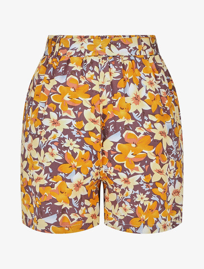 Short fluide imprimé fleuri et ceinturé - Taupe - 2