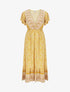 Robe longue à fleurs et manches courtes - Jaune - 1