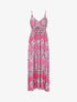 Robe longue à fines bretelles imprimé foulard - Fushia - 1
