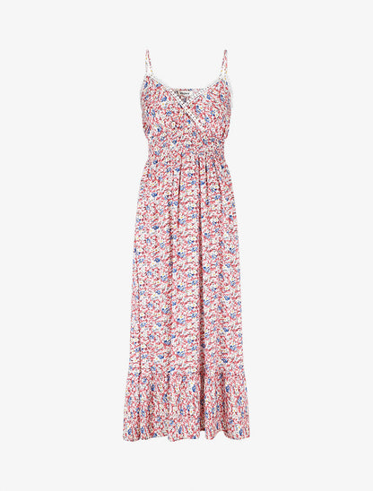 Robe imprimé fleuri à fines bretrelles - Rose - 5