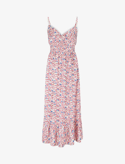 Robe imprimé fleuri à fines bretrelles - Rose - 2