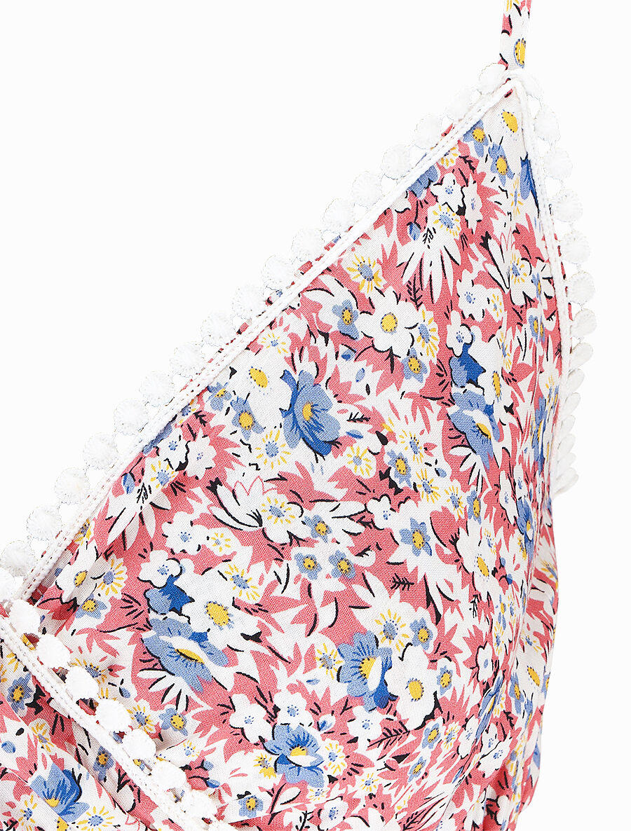 Robe imprimé fleuri à fines bretrelles - Rose - 3