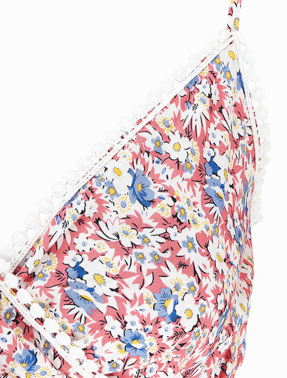 Robe imprimé fleuri à fines bretrelles - Rose - 3