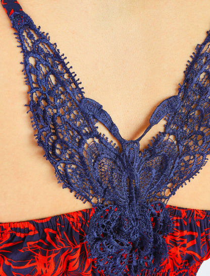 Robe longue fendue à dos ajouré - Bleu nuit - 5