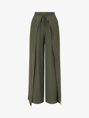 Pantalon coupe droite à pans superposés - Kaki - 1