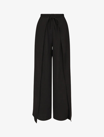 Pantalon coupe droite à pans superposés - Noir - 4