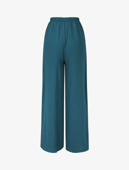Pantalon coupe droite à pans superposés - Bleu canard - 2