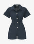 Combishort uni à taille élastiquée - Marine - 1