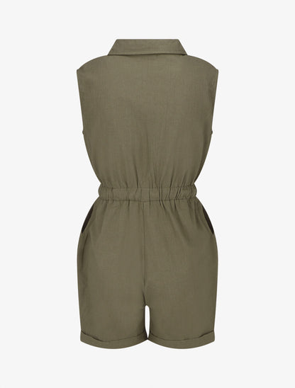 Combishort uni sans manches - Kaki - 2