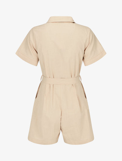 Combishort uni ceinturé - Beige - 2