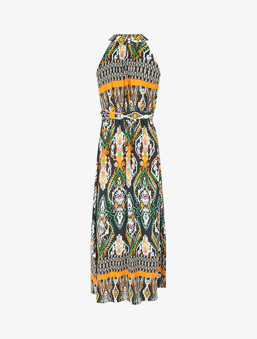 Robe longue à col américain - Noir - 2