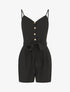 Combishort unie ceinturée - Noir - 1