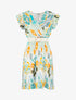 Robe imprimé abstrait irisé à taille élastiquée - Vert - 5