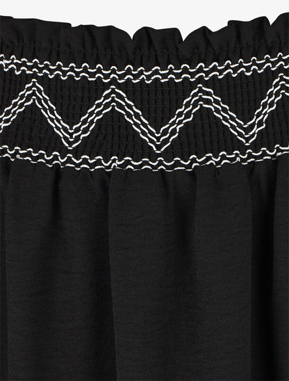 Jupe longue à taille élastiquée - Noir - 3
