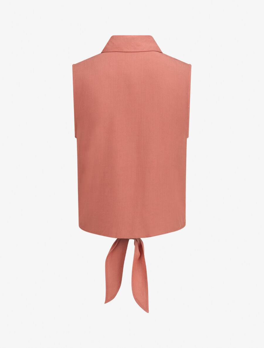 Chemise unie boutonnée à nouer - Vieux rose - 2