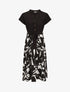 Robe longue élastiquée à jupe imprimé géométrique - Noir - 5