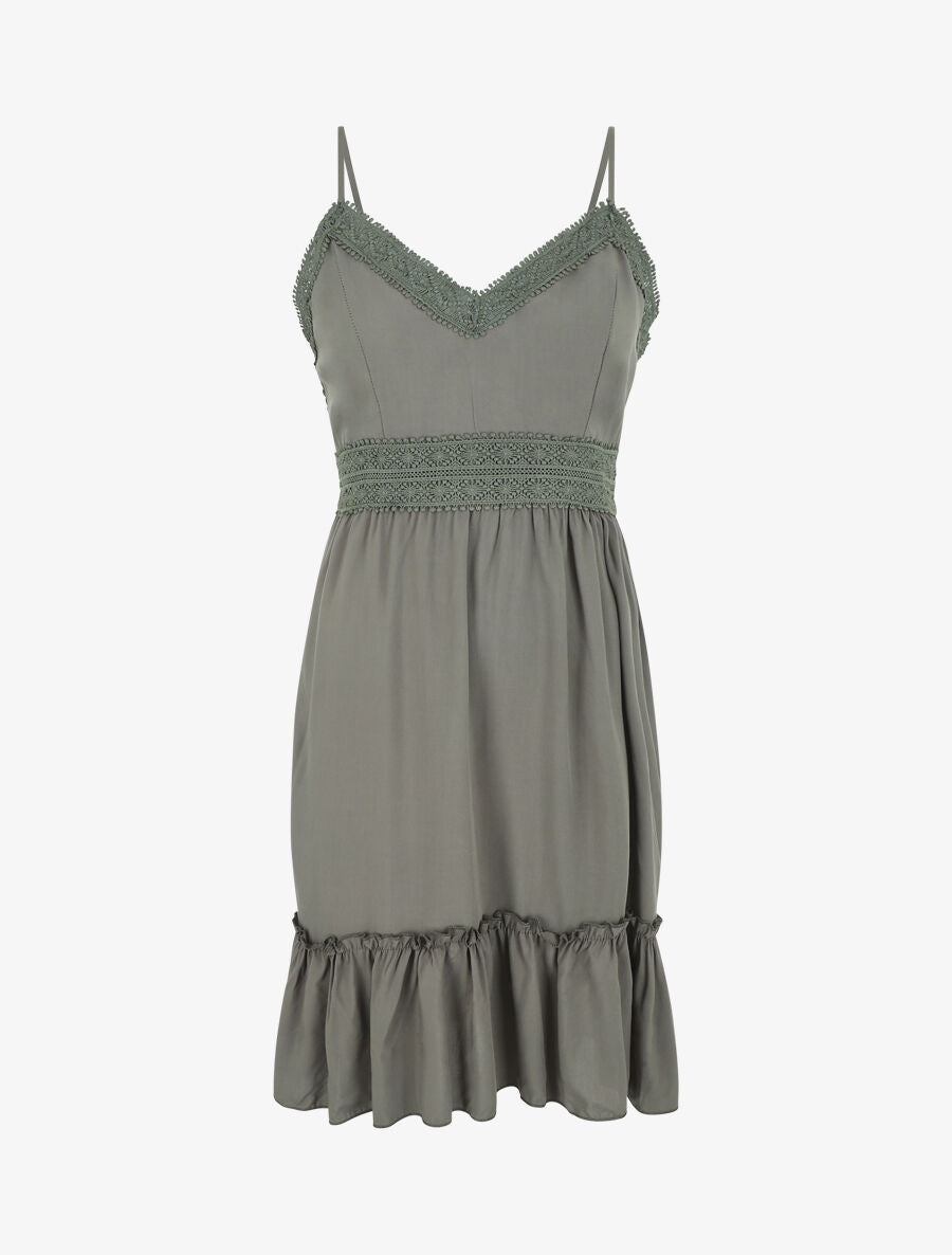 Robe évasée à fines bretelles - Kaki - 4