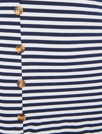 Robe longue fendue style marinière - Bleu nuit - 3