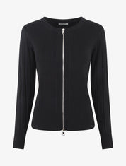Gilet côtelé ajusté à zip - Noir - 1